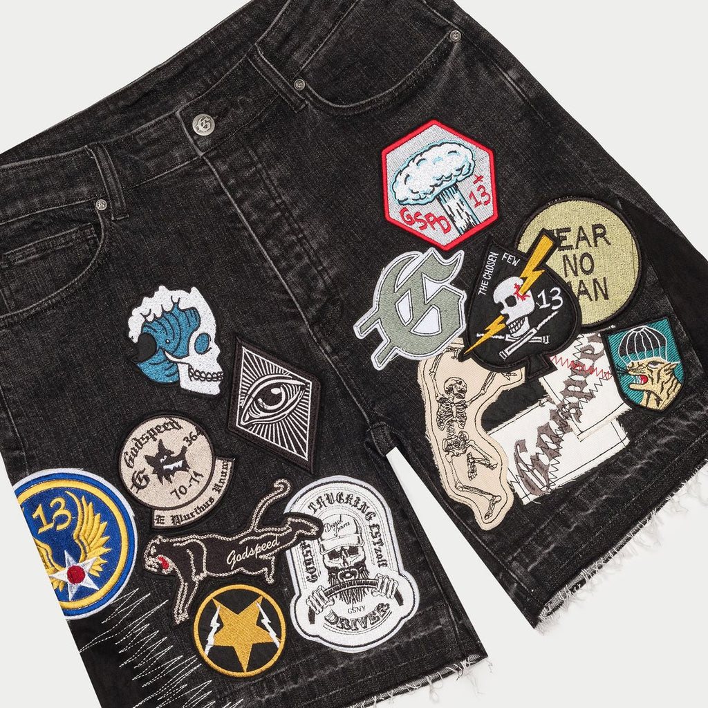 Godspeed Patchwork Denim Shorts V2 (Bl